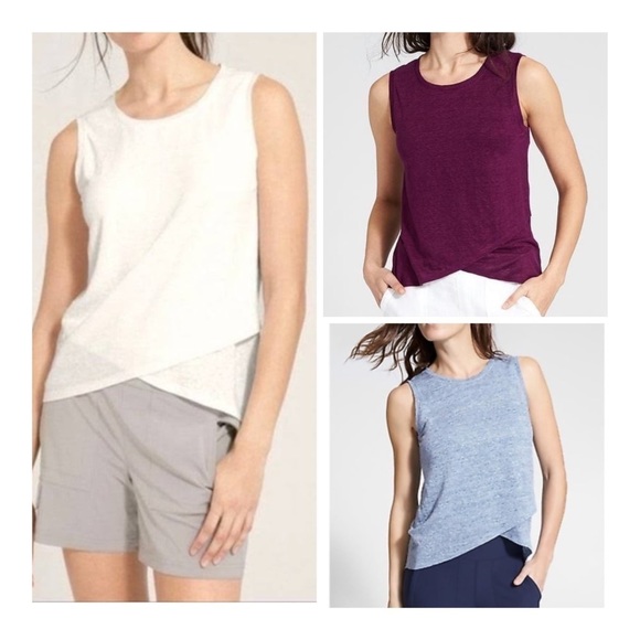 Athleta Tops - ATHLETA White Linen Criss Cross Tank
